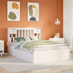 Bedden & Accessoires*vidaXL Bedframe zonder matras massief grenenhout 160x200 cm Wit