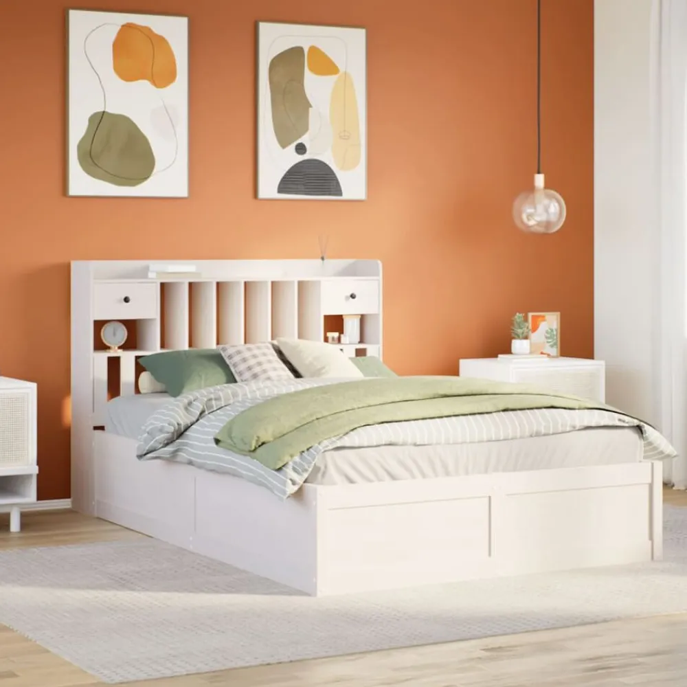 Bedden & Accessoires*vidaXL Bedframe zonder matras massief grenenhout 160x200 cm Wit