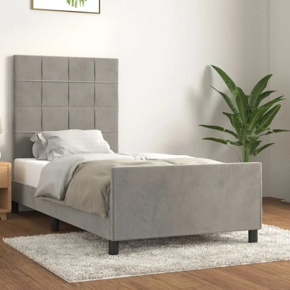 Bedden & Accessoires*vidaXL Bedframe zonder matras 80x200 cm fluweel Lichtgrijs