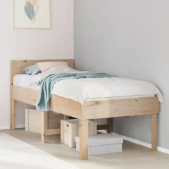 Bedden & Accessoires*vidaXL Bedframe zonder matras massief grenenhout 90x190 cm Naturel