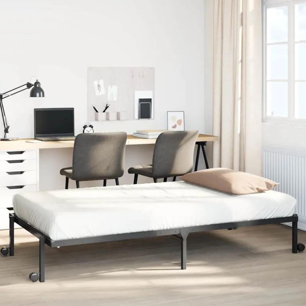 Bedden & Accessoires*vidaXL Bedframe zonder matras opvouwbaar 75x190 cm staal Zwart