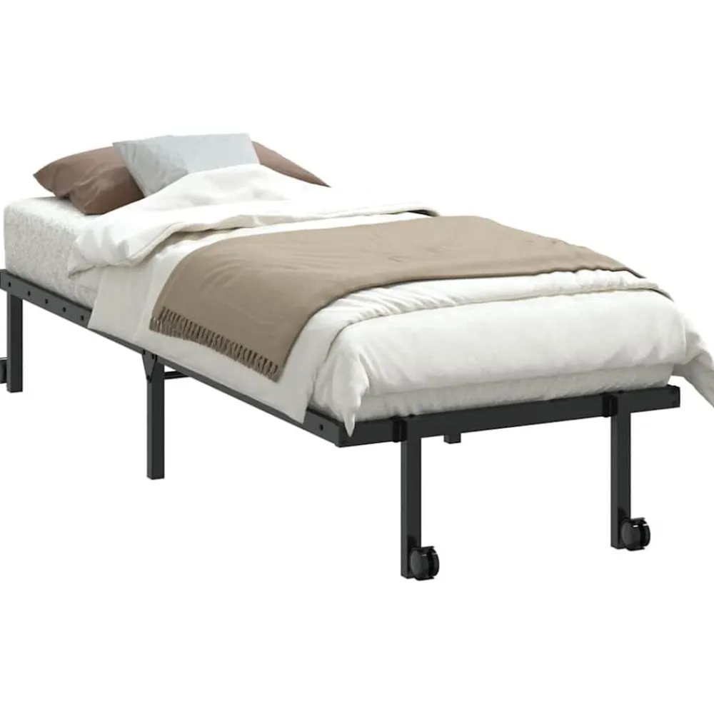 Bedden & Accessoires*vidaXL Bedframe zonder matras opvouwbaar 75x190 cm staal Zwart