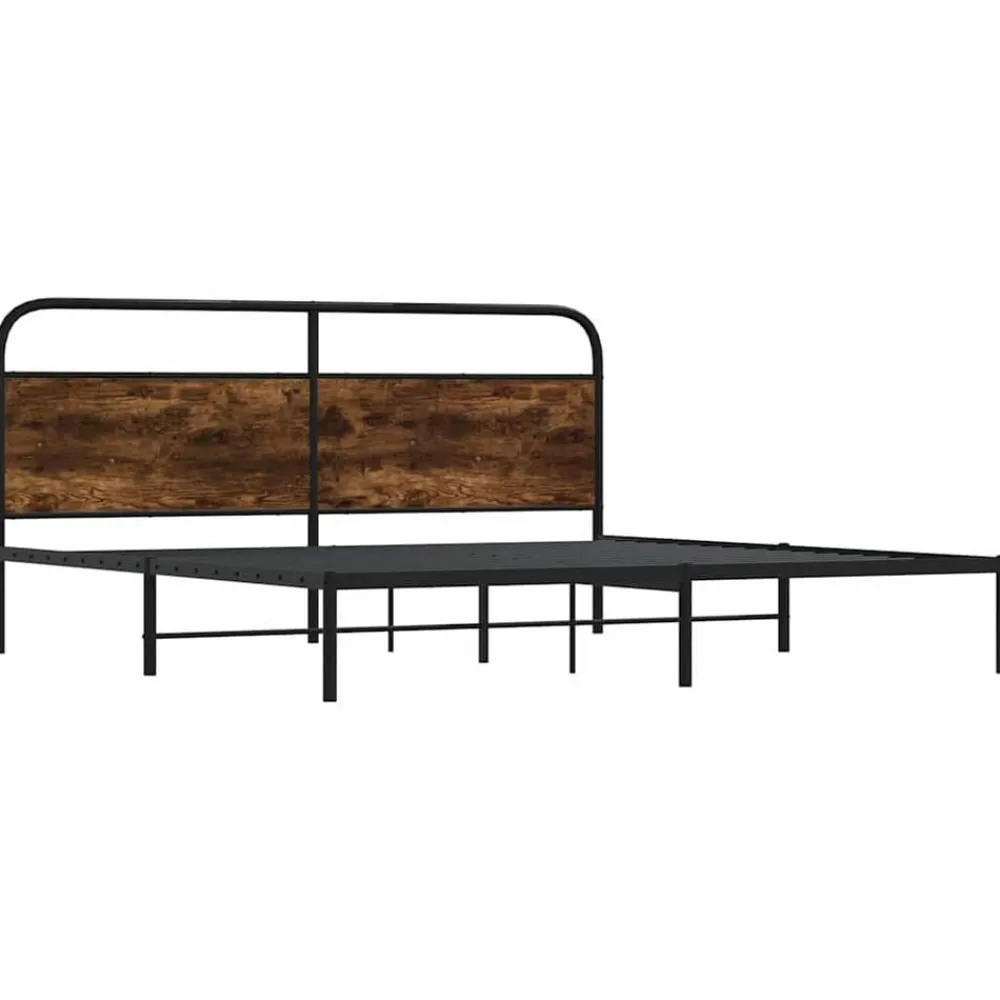 Bedden & Accessoires*vidaXL Bedframe zonder matras metaal kleurig 180x200 cm Gerookt eiken
