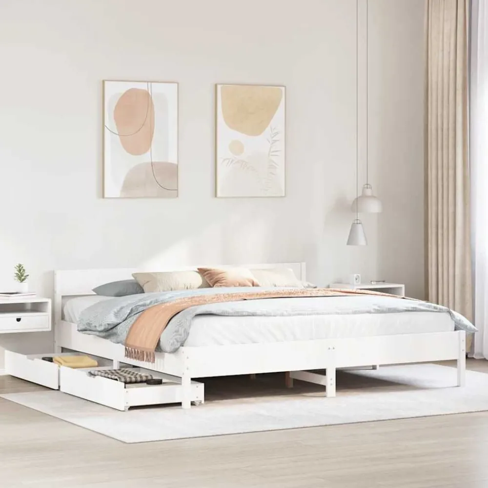 Bedframe zonder matras massief grenenhout 200x200 cm>vidaXL Outlet