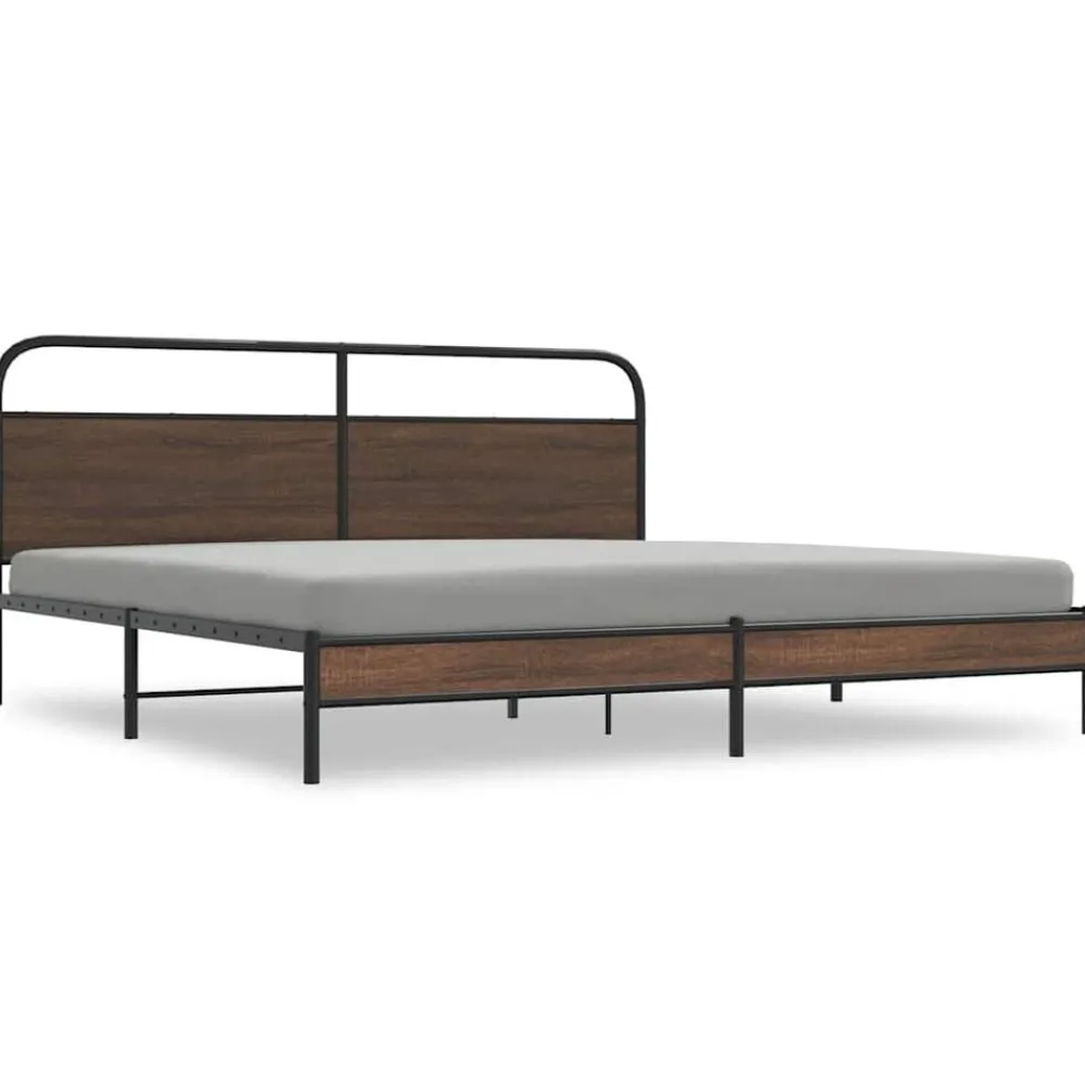Bedden & Accessoires*vidaXL Bedframe zonder matras metaal 180x200 cm bruin eikenkleur