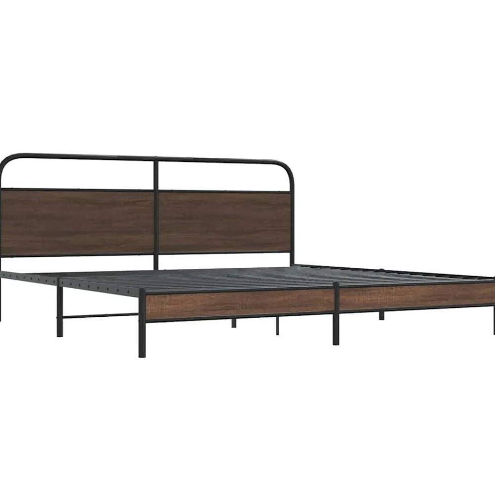 Bedden & Accessoires*vidaXL Bedframe zonder matras metaal 180x200 cm bruin eikenkleur