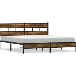 Bedden & Accessoires*vidaXL Bedframe zonder matras metaal kleurig 183x213 cm Gerookt eiken