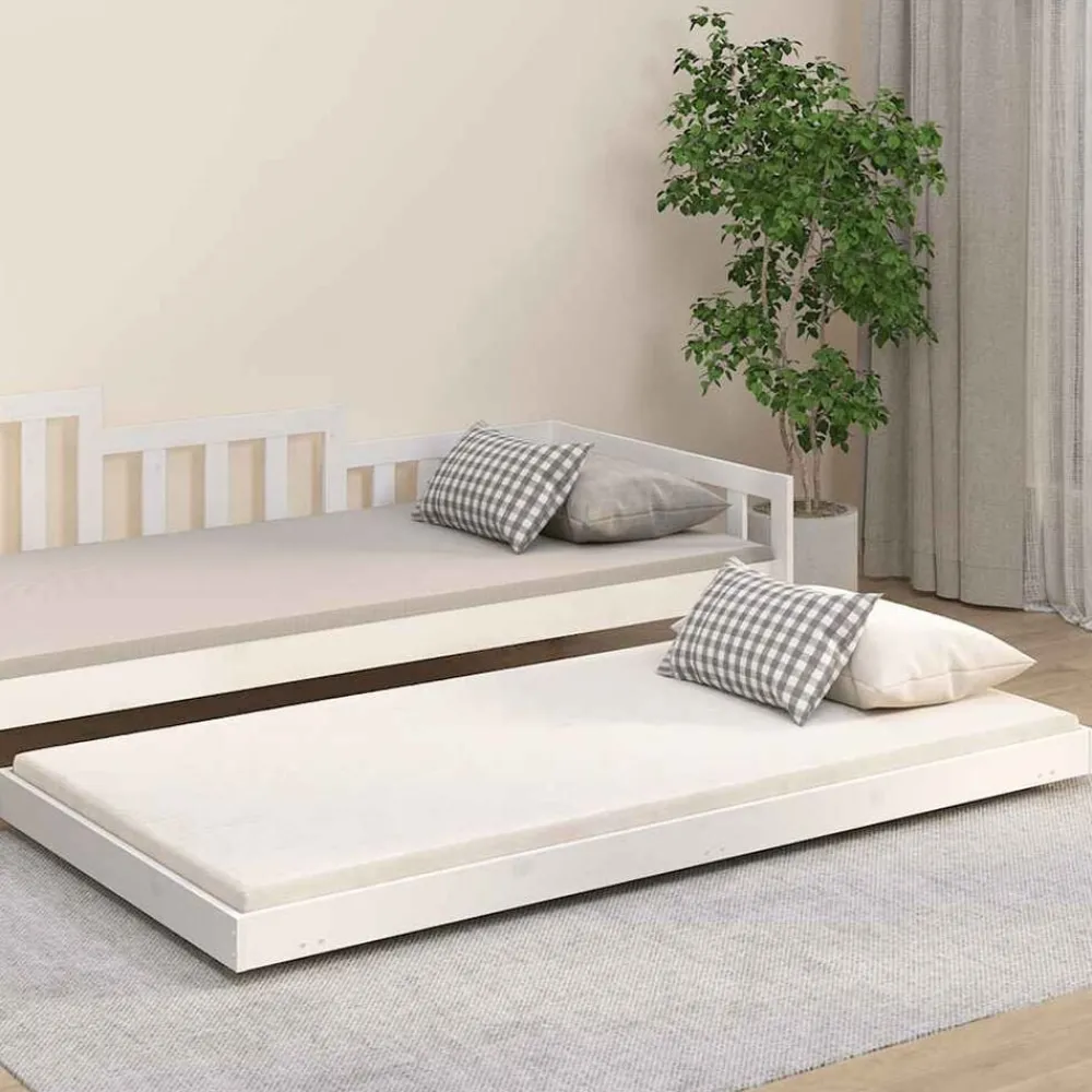Bedden & Accessoires*vidaXL Bedframe zonder matras massief grenenhout 140x200 cm Wit