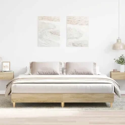 Bedframe zonder matras 200x200cm spaanplaat kleurig>vidaXL Hot
