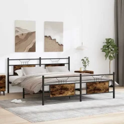 Bedden & Accessoires*vidaXL Bedframe zonder matras metaal kleurig 160x200 cm Gerookt eiken