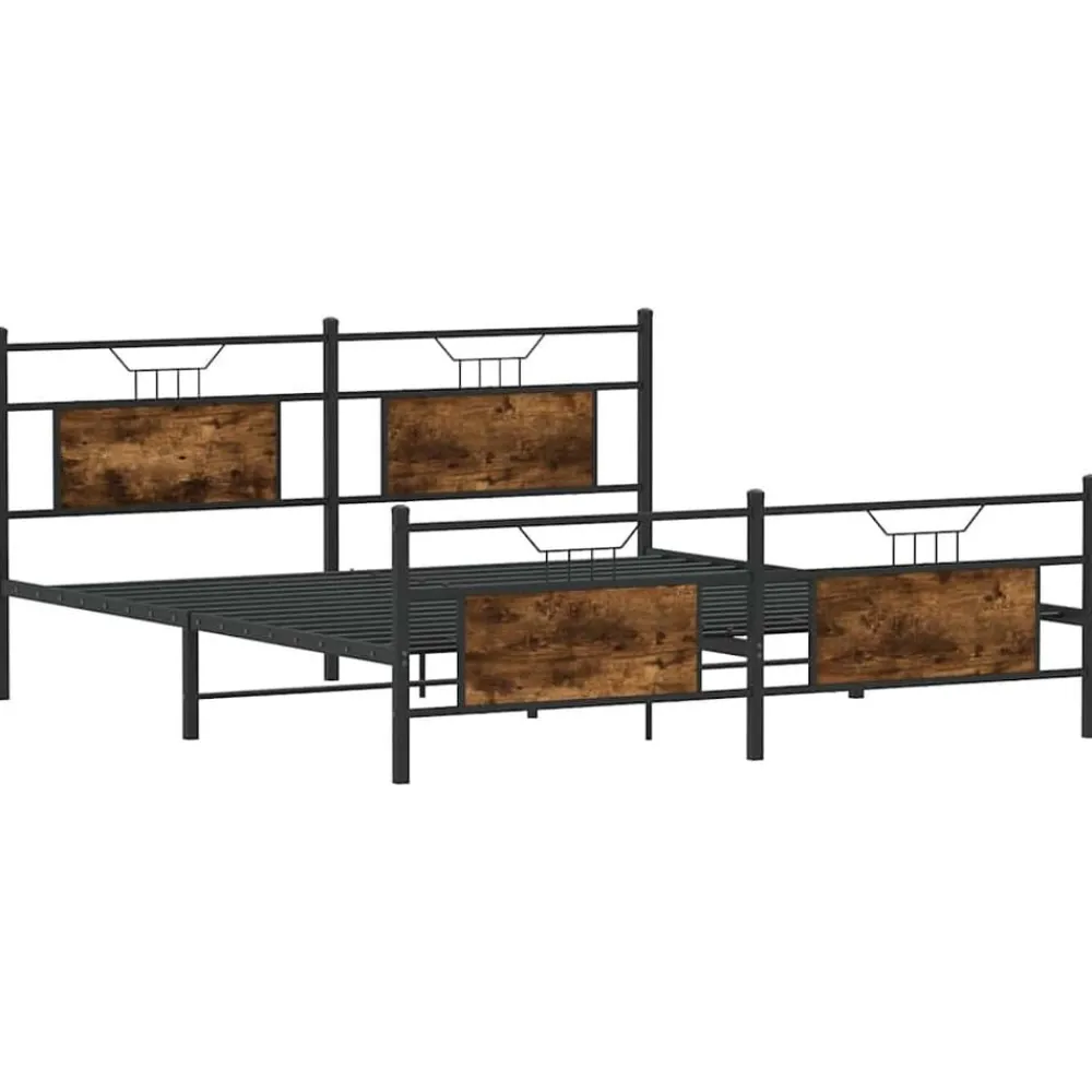 Bedden & Accessoires*vidaXL Bedframe zonder matras metaal kleurig 160x200 cm Gerookt eiken