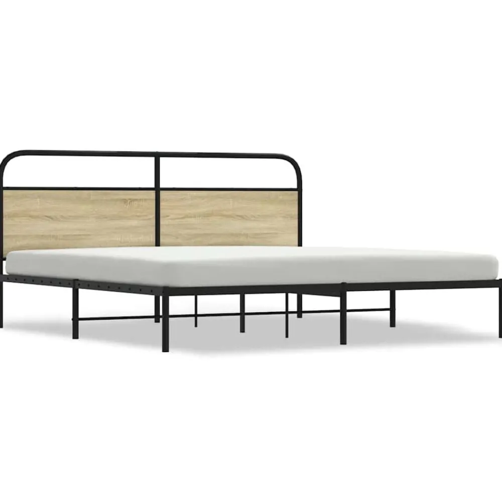 Bedden & Accessoires*vidaXL Bedframe zonder matras metaal kleurig 180x200 cm Sonoma eiken