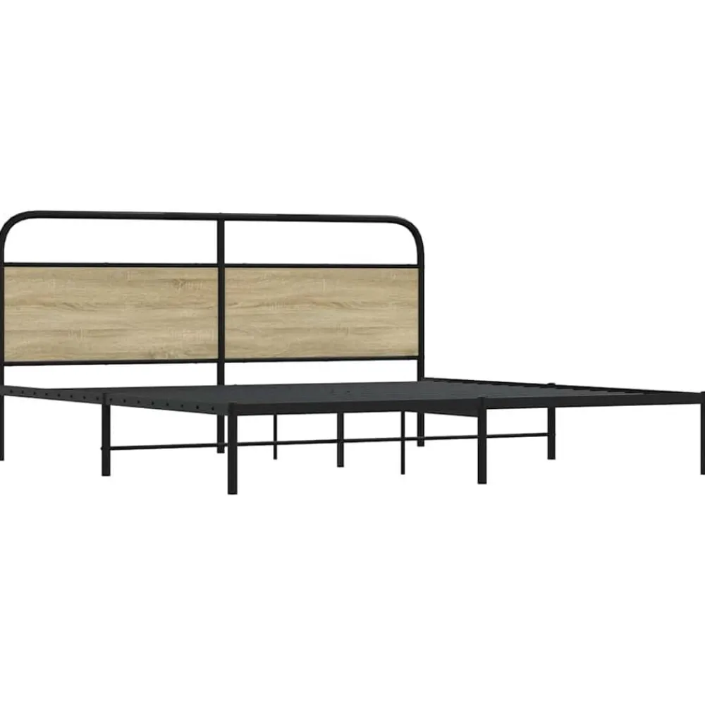Bedden & Accessoires*vidaXL Bedframe zonder matras metaal kleurig 180x200 cm Sonoma eiken