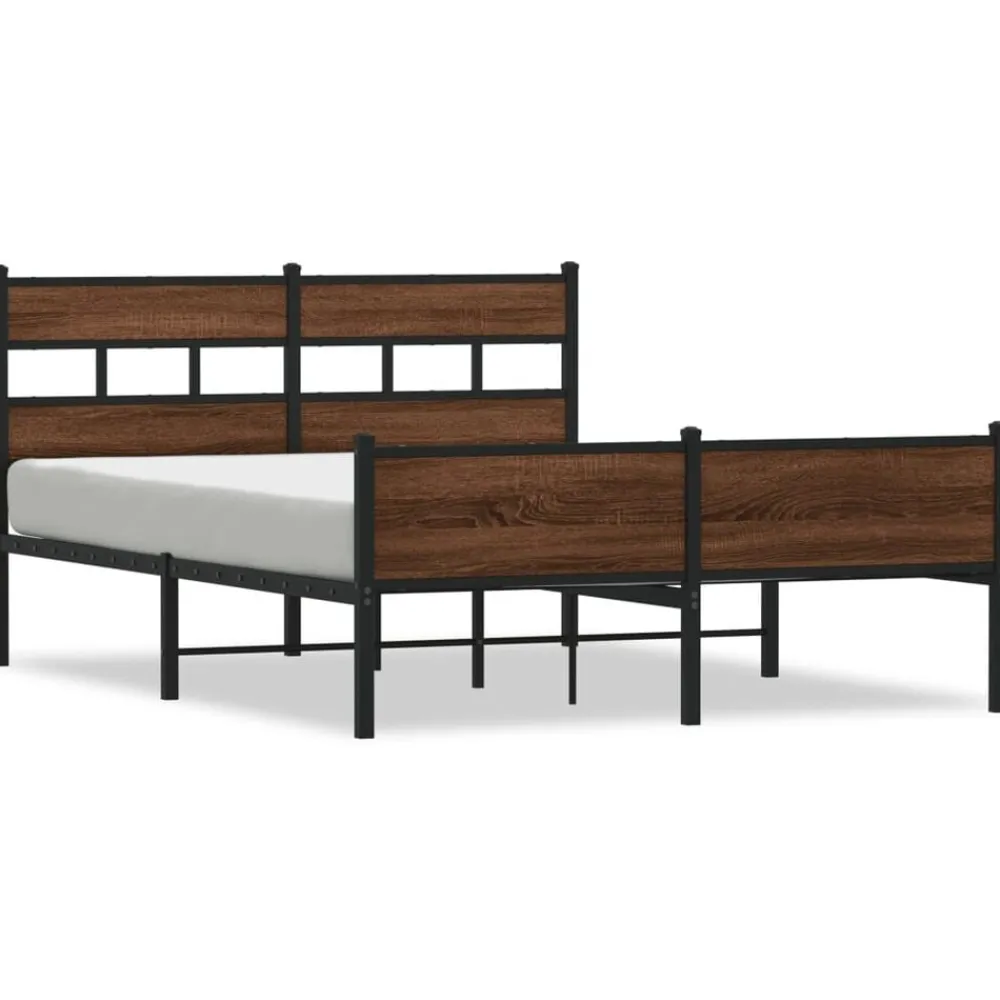 Bedden & Accessoires*vidaXL Bedframe zonder matras metaal ig 160x200 cm bruin eikenkleur