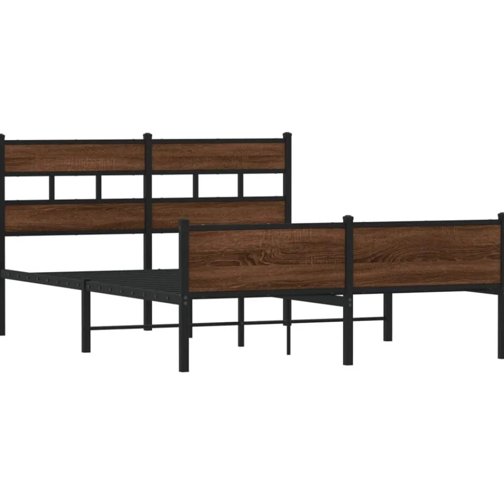 Bedden & Accessoires*vidaXL Bedframe zonder matras metaal ig 160x200 cm bruin eikenkleur