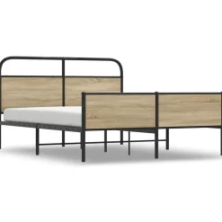 Bedden & Accessoires*vidaXL Bedframe zonder matras metaal kleurig 160x200 cm Gerookt eiken