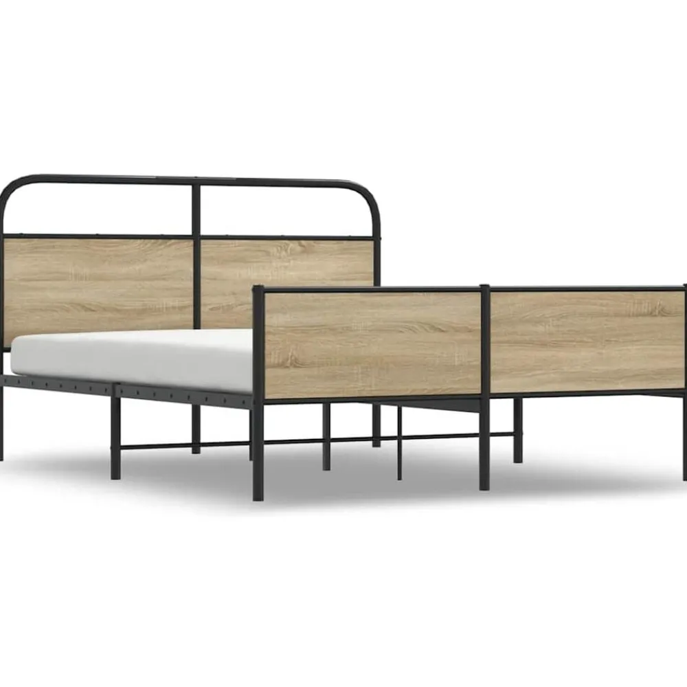 Bedden & Accessoires*vidaXL Bedframe zonder matras metaal kleurig 160x200 cm Gerookt eiken