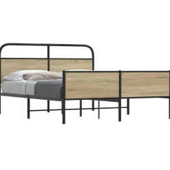 Bedden & Accessoires*vidaXL Bedframe zonder matras metaal kleurig 160x200 cm Gerookt eiken