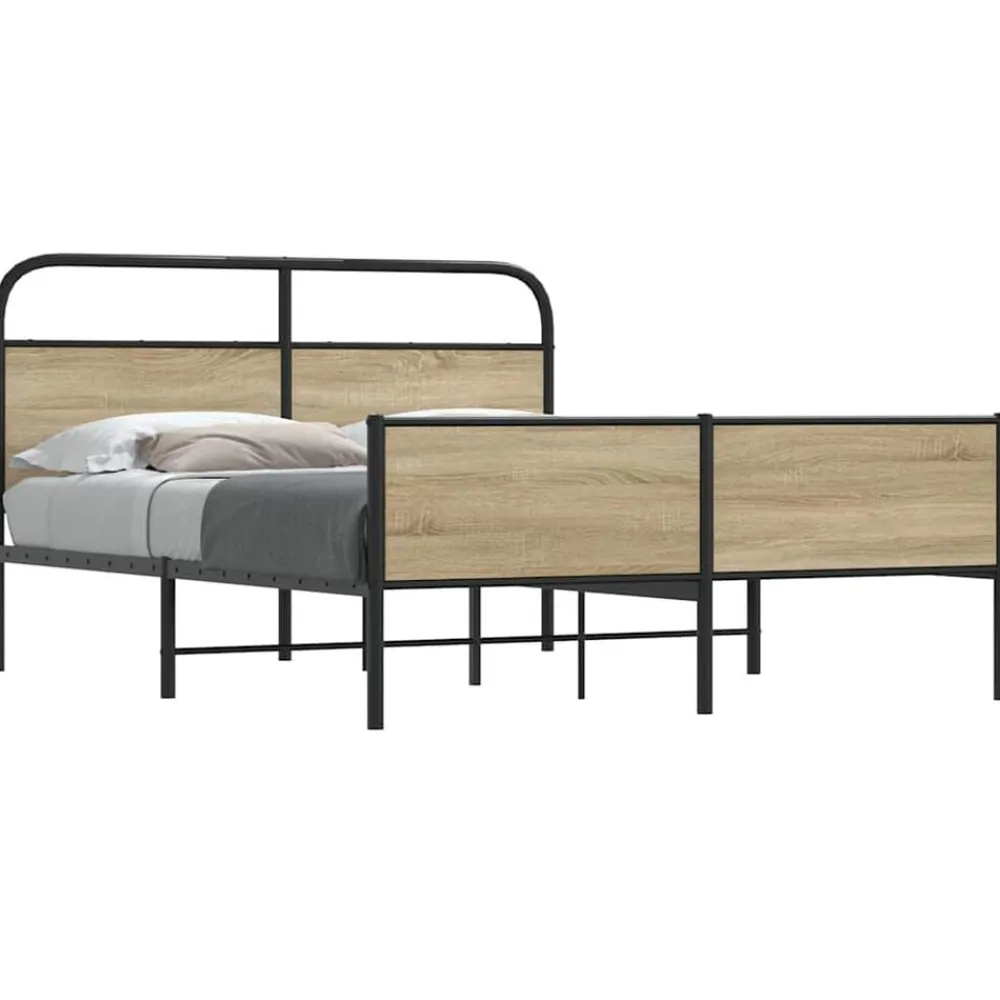 Bedden & Accessoires*vidaXL Bedframe zonder matras metaal kleurig 160x200 cm Gerookt eiken