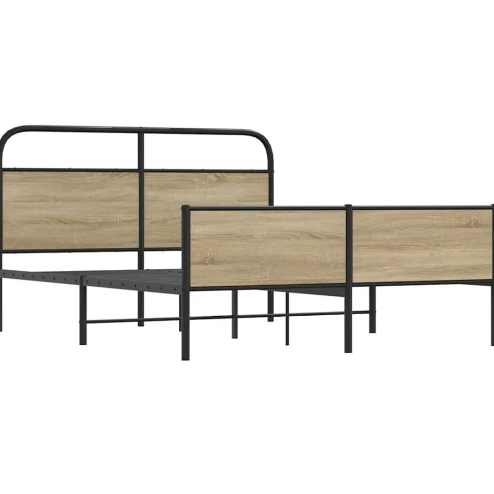 Bedden & Accessoires*vidaXL Bedframe zonder matras metaal kleurig 160x200 cm Gerookt eiken