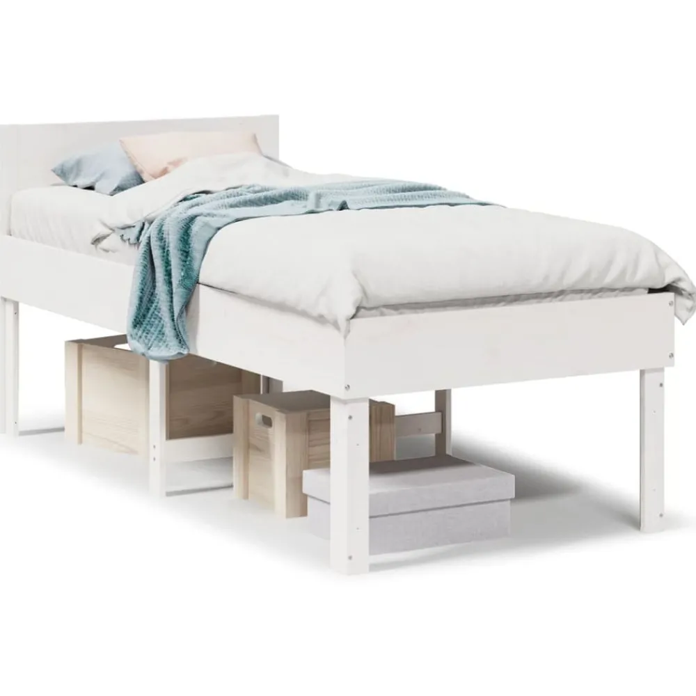 Bedden & Accessoires*vidaXL Bedframe zonder matras massief grenenhout 90x190 cm Wit