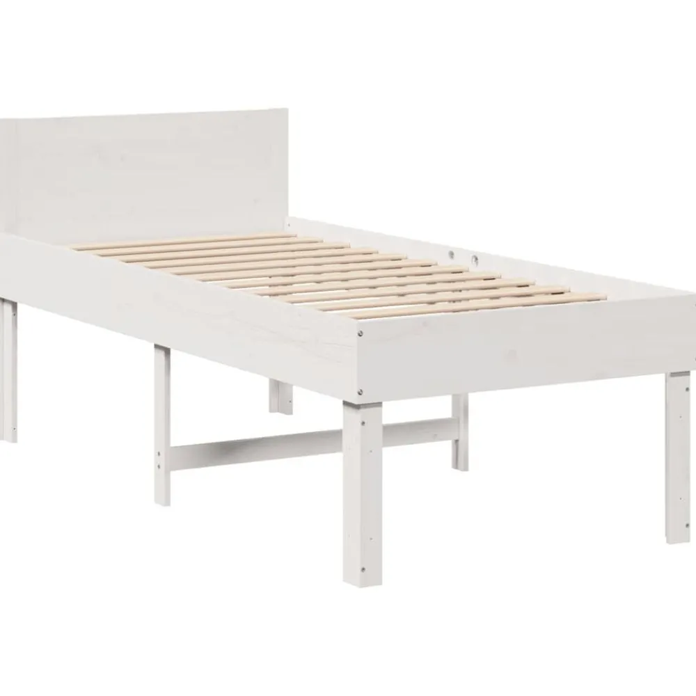 Bedden & Accessoires*vidaXL Bedframe zonder matras massief grenenhout 90x190 cm Wit