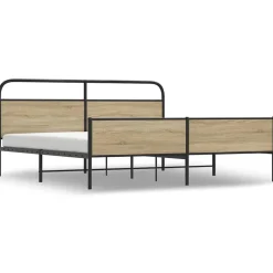 Bedden & Accessoires*vidaXL Bedframe zonder matras metaal kleurig 150x200 cm Gerookt eiken