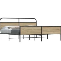 Bedden & Accessoires*vidaXL Bedframe zonder matras metaal kleurig 150x200 cm Gerookt eiken