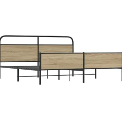Bedden & Accessoires*vidaXL Bedframe zonder matras metaal kleurig 150x200 cm Gerookt eiken