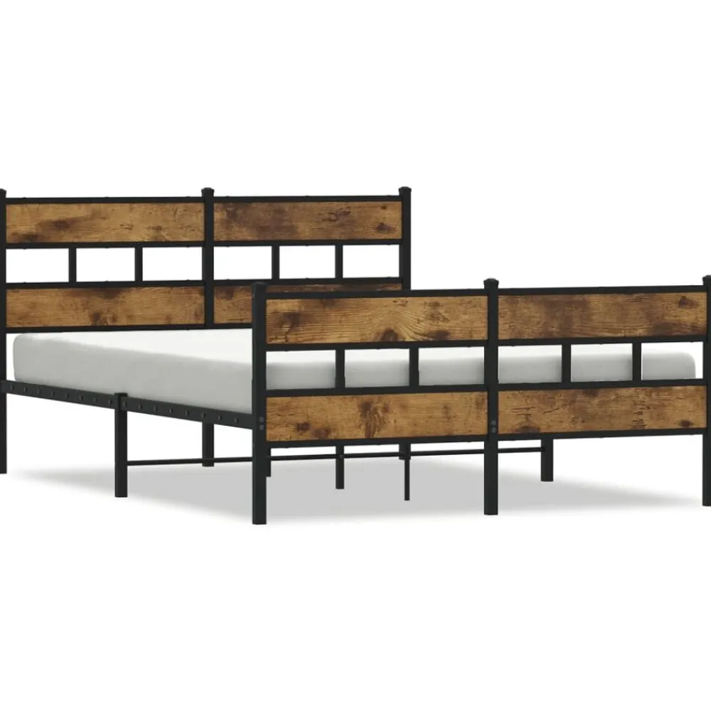 Bedden & Accessoires*vidaXL Bedframe zonder matras metaal kleurig 150x200 cm Gerookt eiken