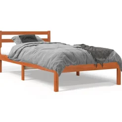 Bedden & Accessoires*vidaXL Bedframe zonder matras massief grenenhout 75x190 cm Wasbruin