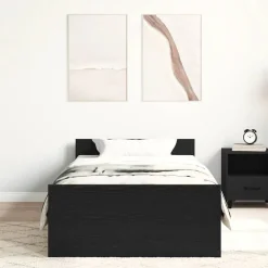 Bedden & Accessoires*vidaXL Bedframe zonder matras 75x190 cm spaanplaat kleurig Zwart eiken
