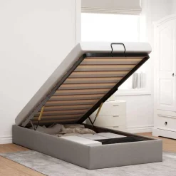 Bedden & Accessoires*vidaXL Bedframe zonder matras 80x200 cm stof Taupe