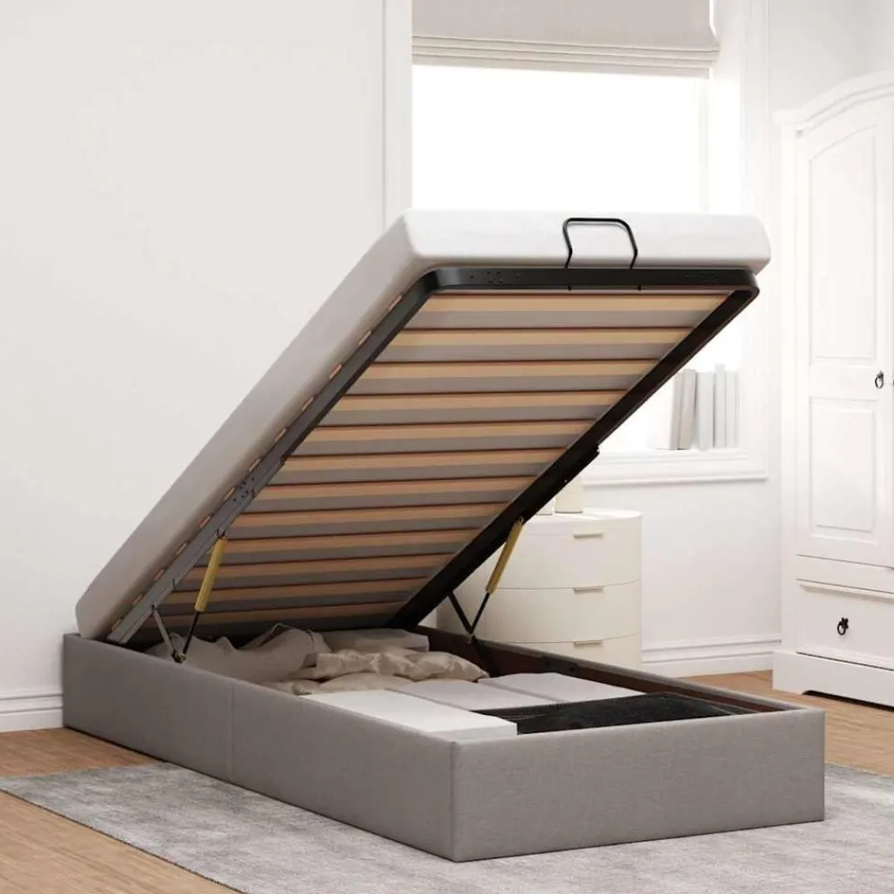 Bedden & Accessoires*vidaXL Bedframe zonder matras 80x200 cm stof Taupe