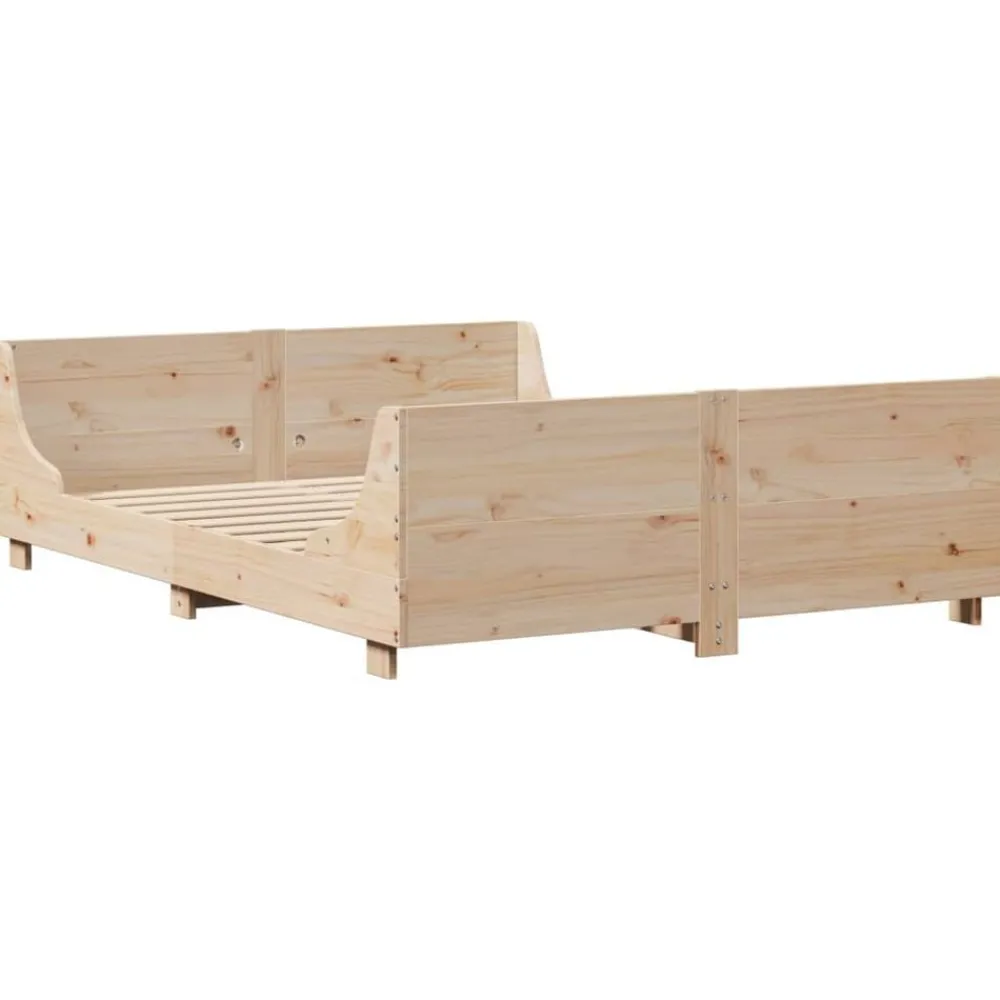 Bedden & Accessoires*vidaXL Bedframe zonder matras massief grenenhout 120x200 cm Naturel