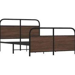Bedden & Accessoires*vidaXL Bedframe zonder matras metaal ig 137x190 cm bruin eikenkleur
