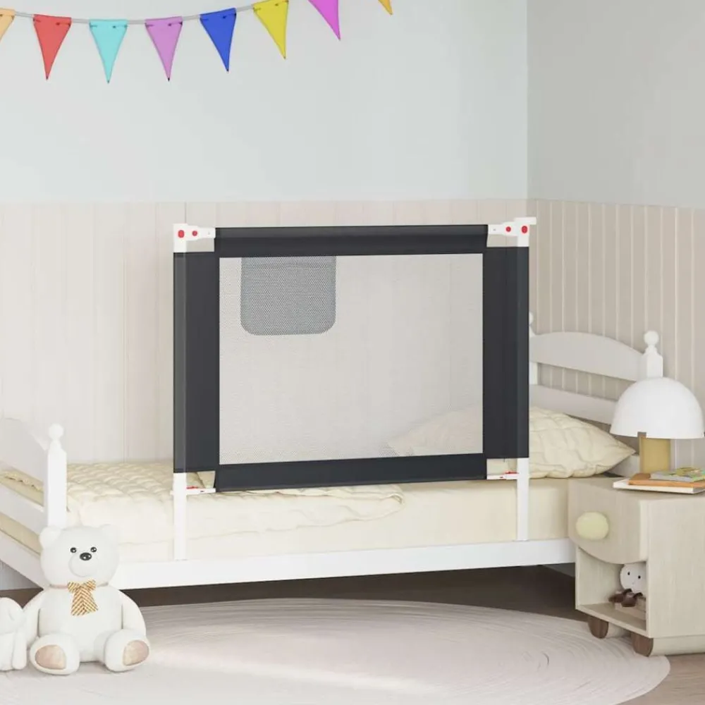 Babyveiligheid*vidaXL Bedhekje peuter 100x25 cm stof Donkergrijs