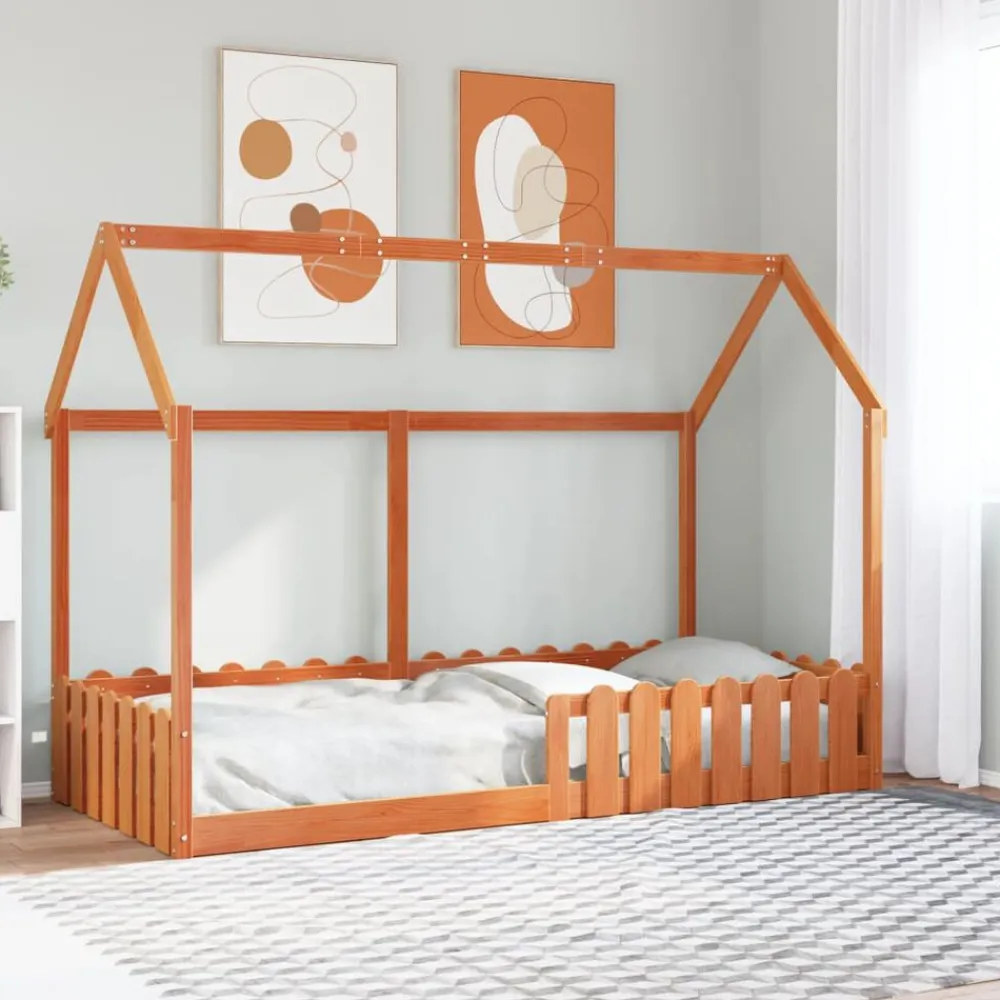 Bedden & Accessoires*vidaXL Bedhuis massief grenenhout 90x200 cm Wasbruin