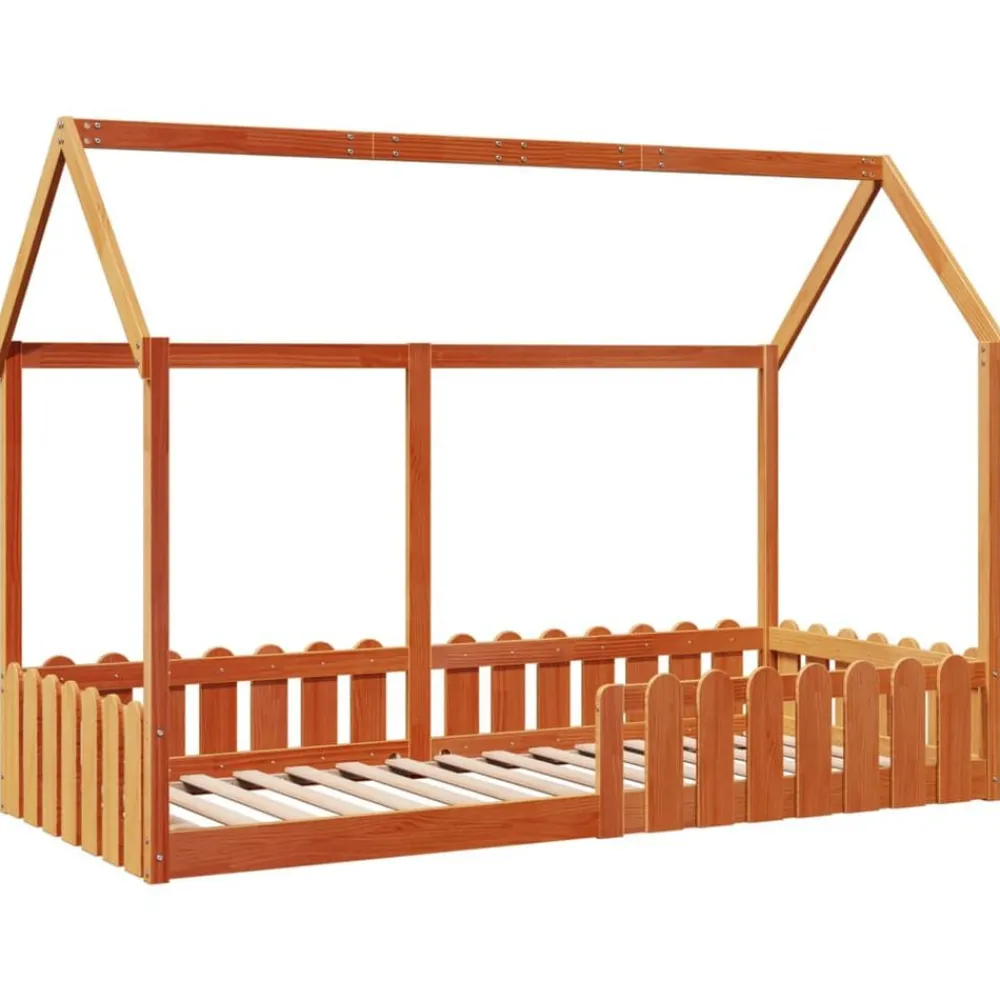 Bedden & Accessoires*vidaXL Bedhuis massief grenenhout 90x200 cm Wasbruin