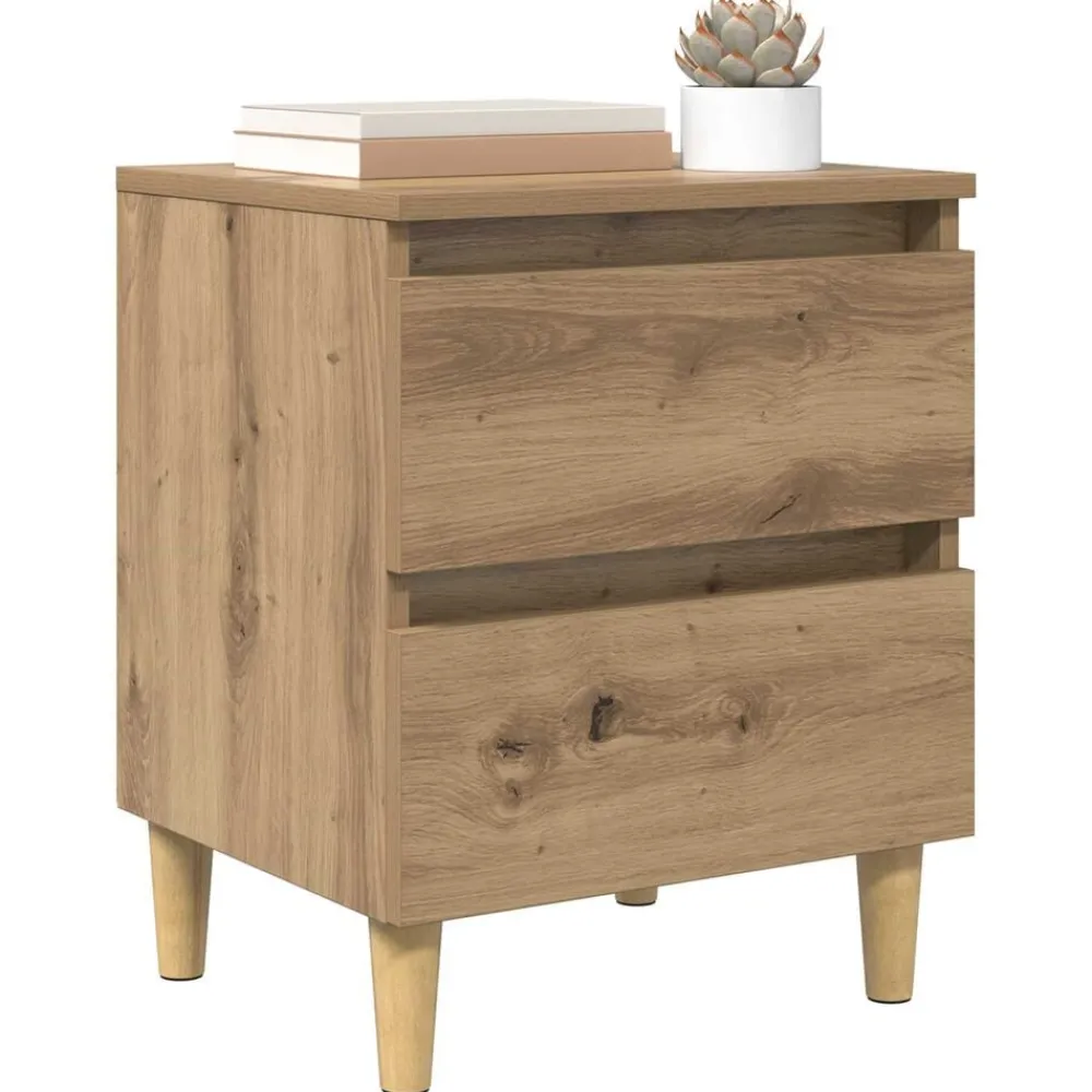 Bedkast met lade Artisan Eiken 40 x 35 x 50 cm Bewerkt hout>vidaXL