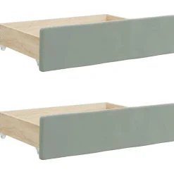 Bedlades 2 st bewerkt hout en fluweel>vidaXL Best