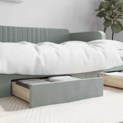 Bedlades 2 st bewerkt hout en fluweel>vidaXL Best