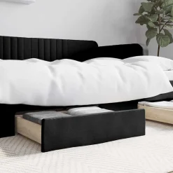 Bedden & Accessoires*vidaXL Bedlades 2 st bewerkt hout en kunstleer Zwart
