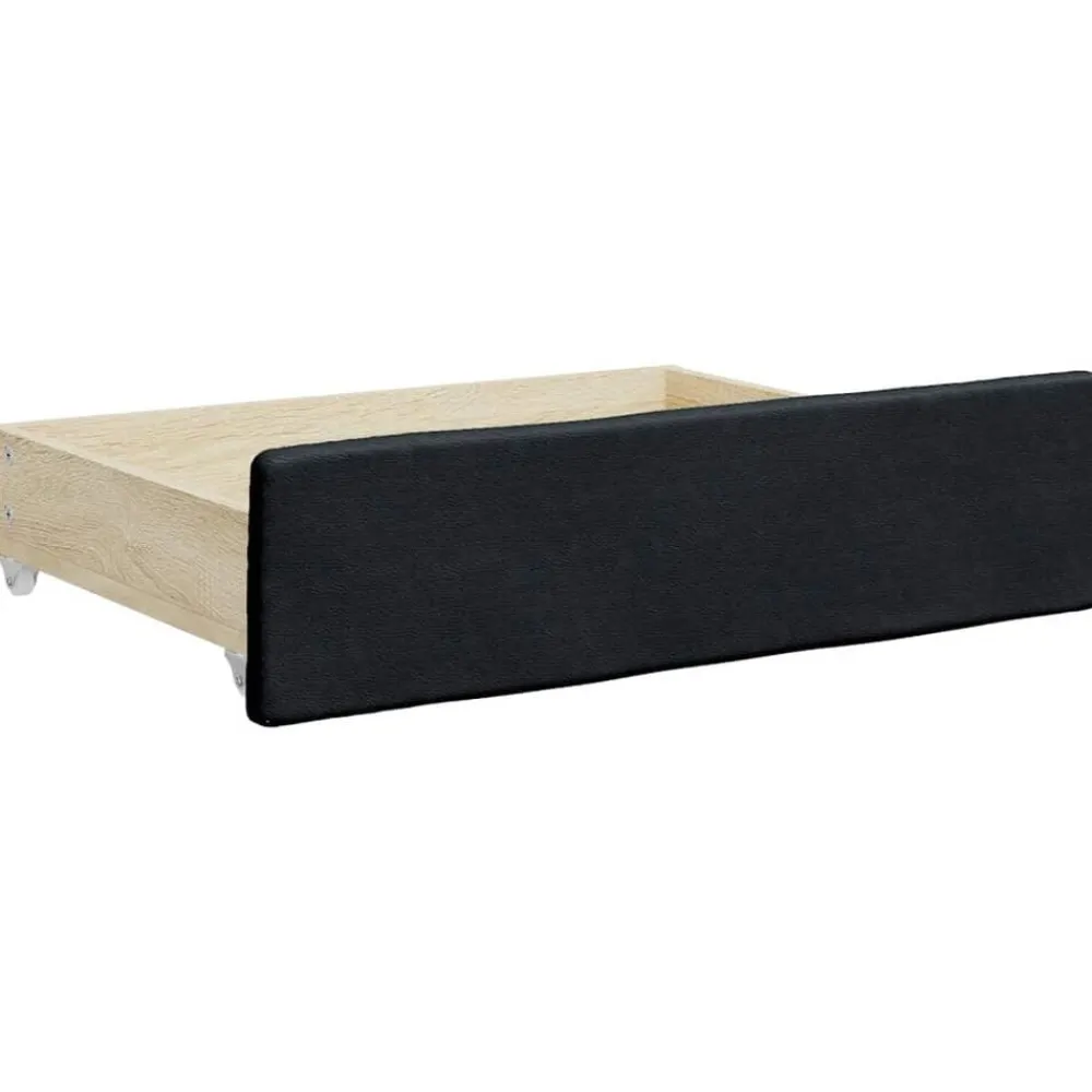 Bedden & Accessoires*vidaXL Bedlades 2 st bewerkt hout en kunstleer Zwart