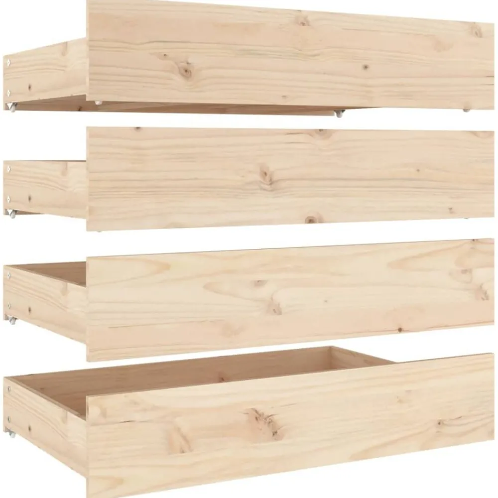 Bedden & Accessoires*vidaXL Bedlades 4 st massief grenenhout Naturel