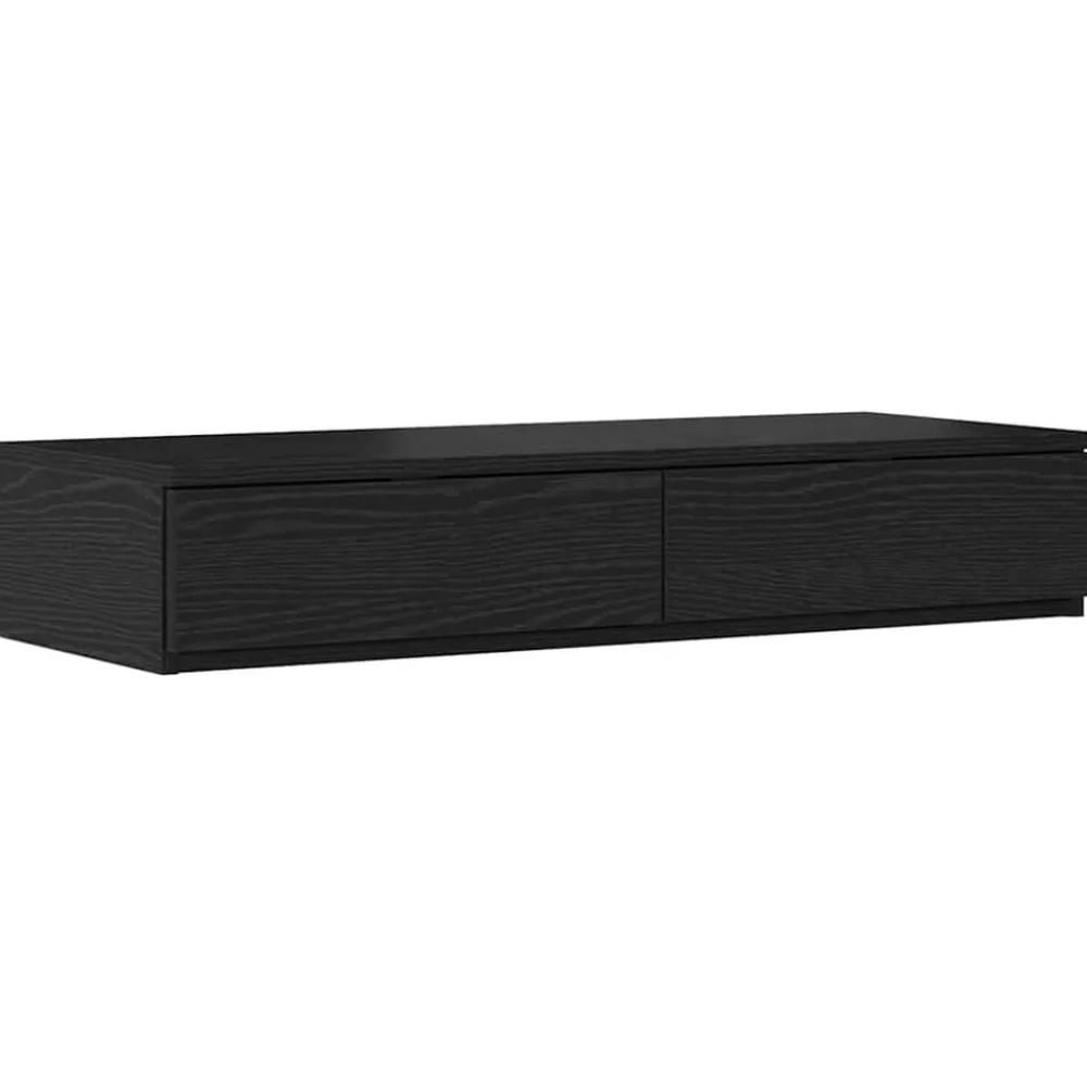 Tafels*vidaXL Bedlades met lade 100 x 36,5 x 16,5 cm Bewerkt hout Zwart eiken
