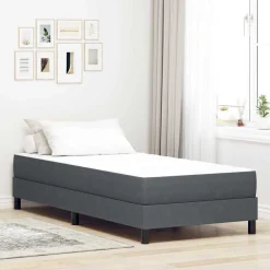 Bedden & Accessoires*vidaXL Bedmatras met matras Grijs 80 x 200 cm Stof Donkergrijs