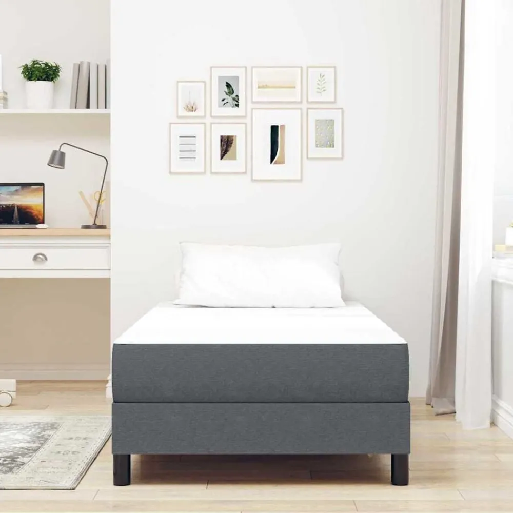Bedden & Accessoires*vidaXL Bedmatras met matras Grijs 80 x 200 cm Stof Donkergrijs