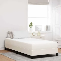 Bedmatras met matras Crème 80 x 200 cm Stof>vidaXL