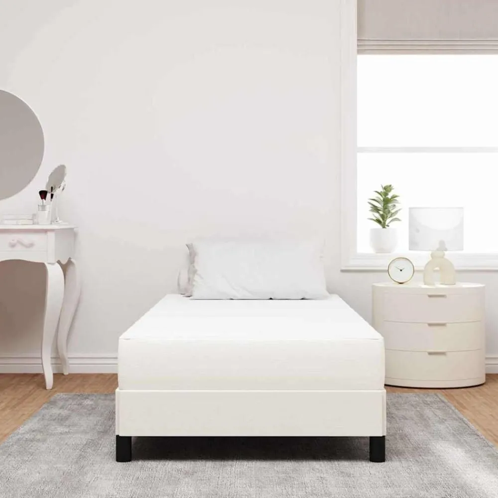 Bedmatras met matras Crème 80 x 200 cm Stof>vidaXL